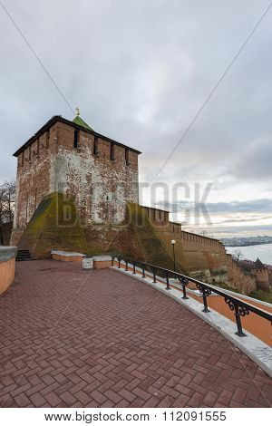 Nizhny Novgorod, Russia - November 11 2015. View of  Kremlin's St. George Tower