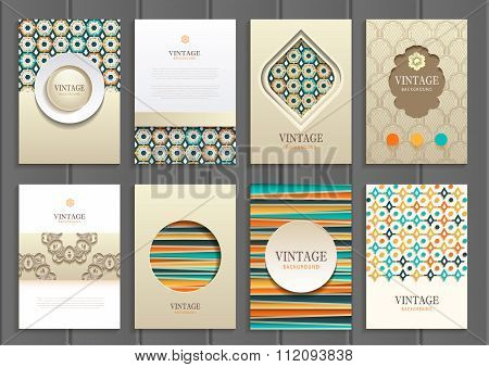 Stock vector set of brochures in vintage style