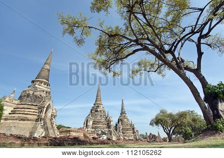Old Pagoda With Cloudy Sky In Thailand