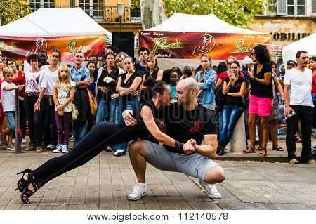 Dancer On Street During A Festival
