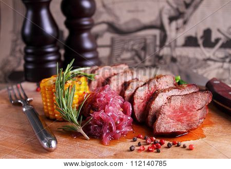Beef Steak With Corn Garnish