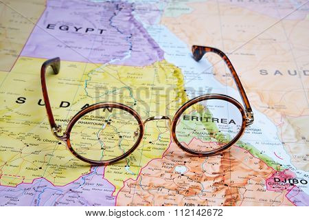 Glasses on a map - Asmara
