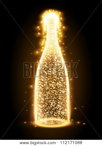 glowing vector bottle illustration