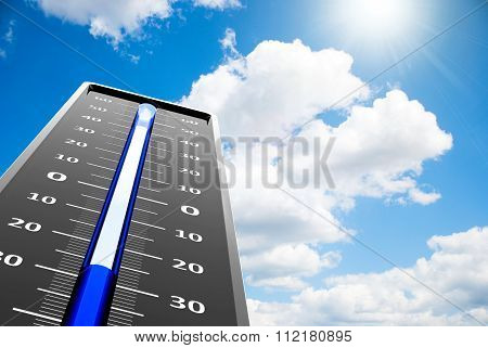 Thermometer Frost Close-up On Sky