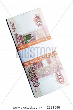 Stack Of Five Thousandth Russian Ruble Banknotes