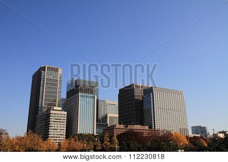 Skyscrapers and park in Hibiya Tokyo Japan