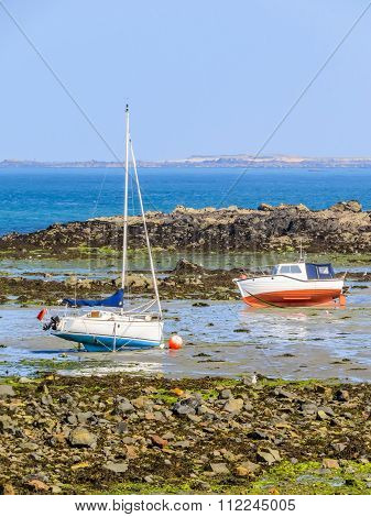 Fishing boats in a bay during outflow
