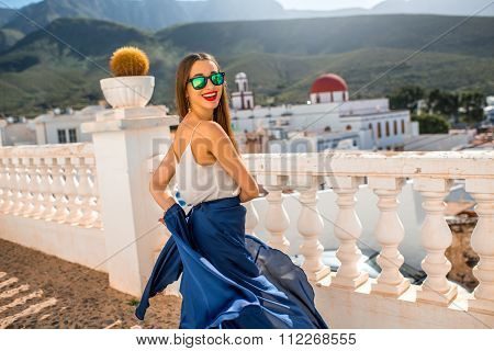Beautiful woman in Agaete city on Canary island