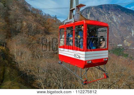 NIKKO JAPAN - NOVEMBER 16 2015: Ropeway to Akechi-daira Viewpoint the best viewpoint of the great and wonderful nature of Nikko