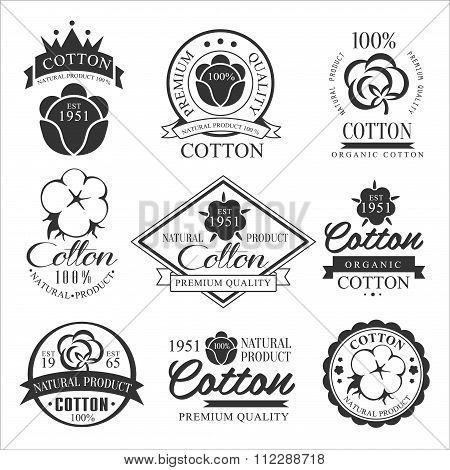 Cotton badges design, organic product. Vector