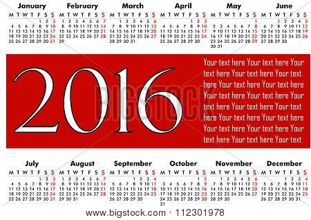 Pocket calendar-2016