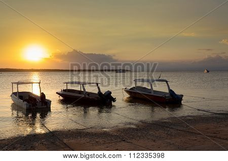 Nusa Penida, Bali Beach With Dramatic Sky And Sunset