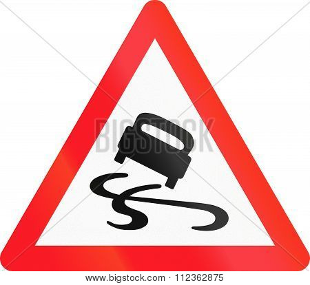 Warning Sign Used In Switzerland - Slippery Road