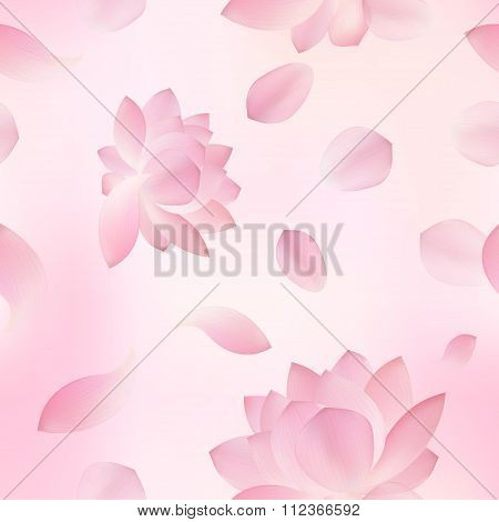 Elegant Seamless Pattern With Lotus Flowers, Design Elements.