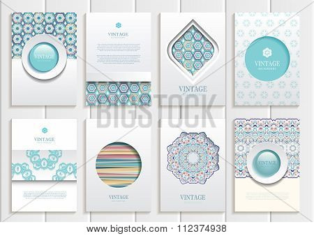 Stock vector set of brochures in vintage style