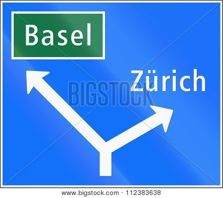 Road Sign Used In Switzerland - Approaches To Junctions On Major Road