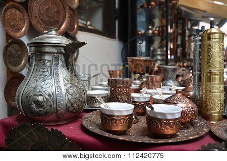 Copper Cookware For Tea, Decorated With Chased Pattern