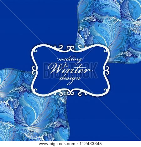 Winter frozen glass background pattern. Vintage label design.