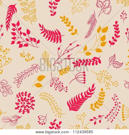 Seamless pattern vintage floral elements.