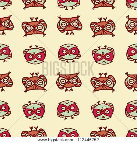 owls seamless pattern 2