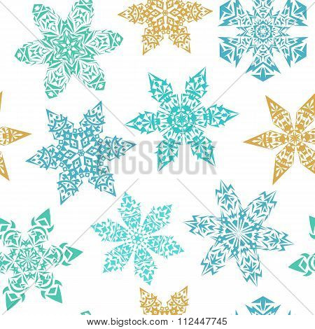 Winter Seamless Pattern With Ornamental Snowflakes
