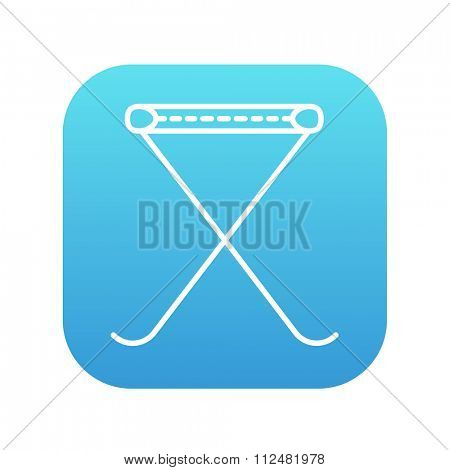 Folding chair line icon for web, mobile and infographics. Vector white icon on the blue gradient square with rounded corners isolated on white background.