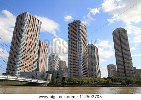 Okawabata river city 21 in Tokyo Japan