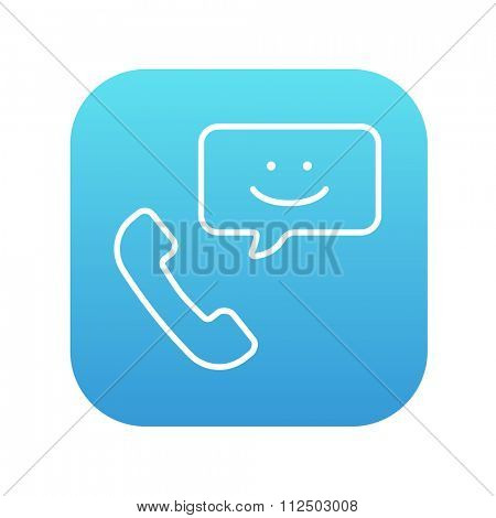 Receiver with speach square line icon for web, mobile and infographics. Vector white icon on the blue gradient square with rounded corners isolated on white background.