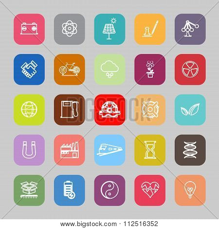 Renewable Energy Line Flat Icons