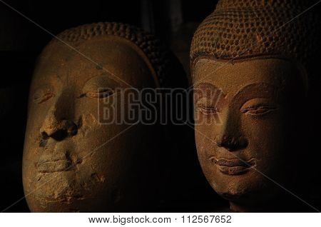 Old Neglected Sandstone Buddha Head