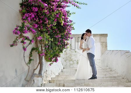 Romantic Couple In Honeymoon In Sperlonga, Italy