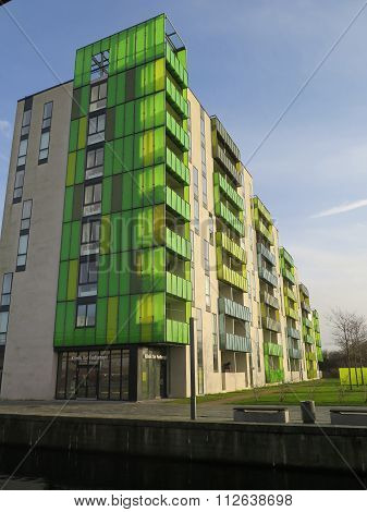 Green Coloured Block Of Flats