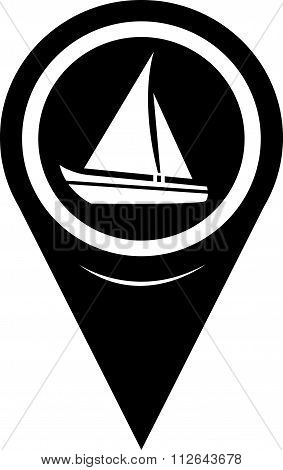 Map Pointer Sailing Boat Icon
