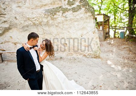 Very Sensual And Gorgeus Wedding Couple On The Picturesque Landscapes