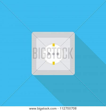 Socket vector icon in flat style with long shadow.