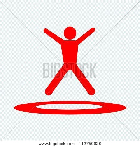 Jumping Trampoline  Icon Illustration Design