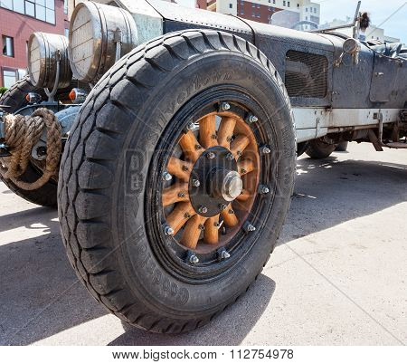 Wheel Of A Retro Car American La France Tourer 1917 Year