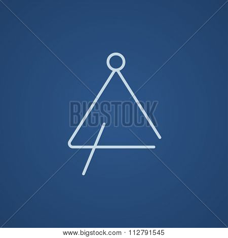 Triangle line icon for web, mobile and infographics. Vector light blue icon isolated on blue background.