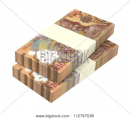 Brunei dollar bills isolated on white background. Computer generated 3D photo rendering.