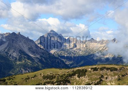 Panorama with Mountain Hochvogel in the Allgau Alps