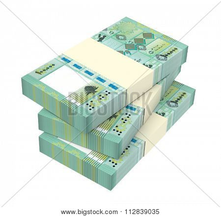 Lebanese pounds isolated on white background Computer generated 3D photo rendering