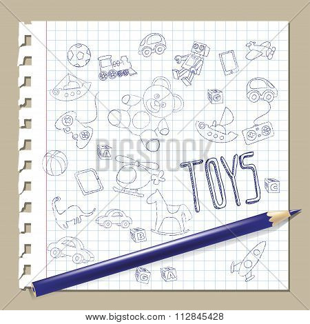 hand draw doodle toys vector