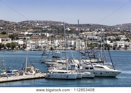View Of The Sea Port Of Adamas Village On Milos Island, Greece.