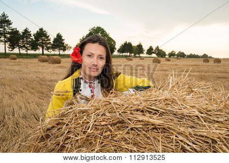 Young Woman With National Costume From Bulgaria