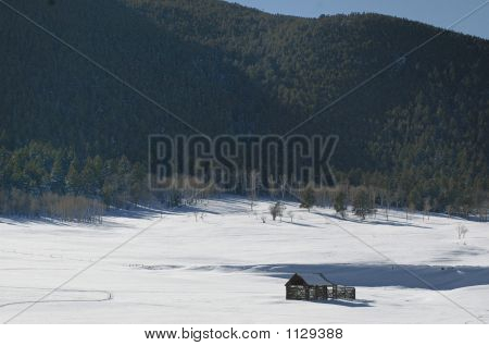 Neve campo fieno capannone