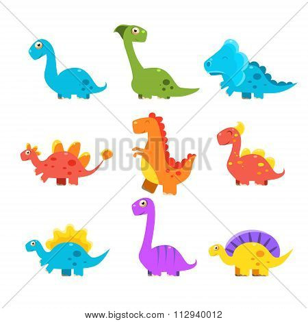 Small Colourful Dinosaur Set. Cute Vector Collection