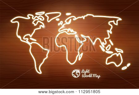 Concept vector neon world map.