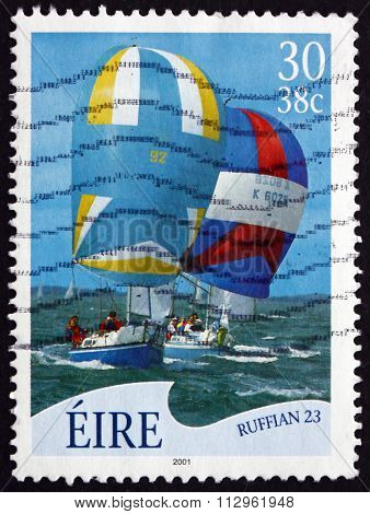 Postage Stamp Ireland 2001 Ruffian 23, Sailboat
