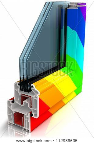 Section of the sample colored PVC windows  isolated on white