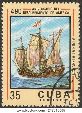 MOSCOW RUSSIA - CIRCA OCTOBER 2017: a post stamp printed in CUBA shows the 